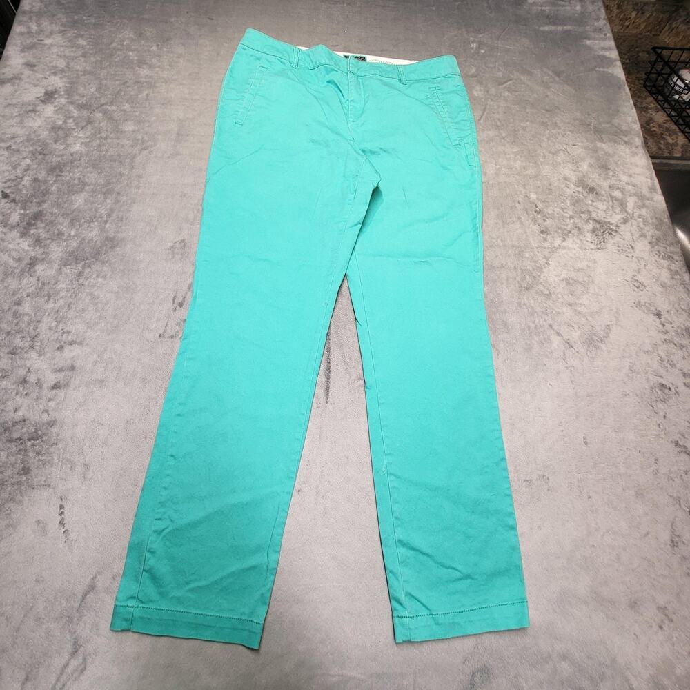 Lord And Taylor Pants Womens 10 Teal Chino Twill Slim Straight Stretch Pockets
